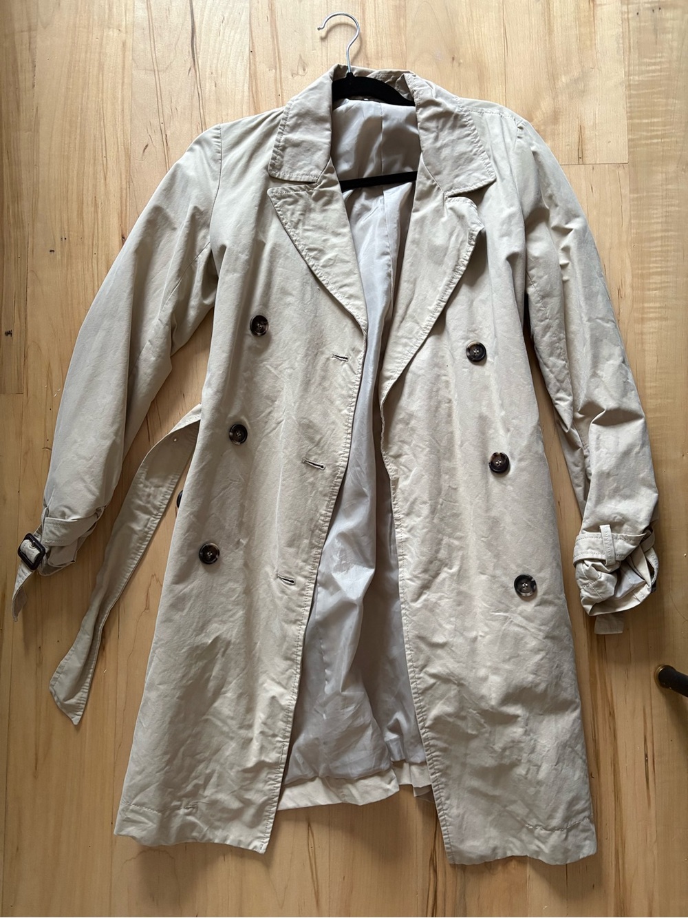 United Colors Of Benetton Beige Double-Breasted Trench Coat with Belt